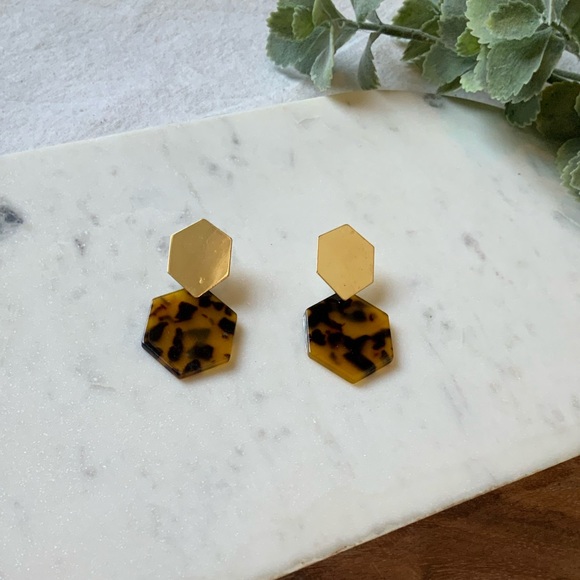 The Sophia - Geometric Acrylic Tortoise Earrings - Picture 6 of 7
